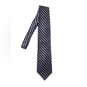 Roundtree & York Classic Striped Blue/Gray/Pink Silk Necktie